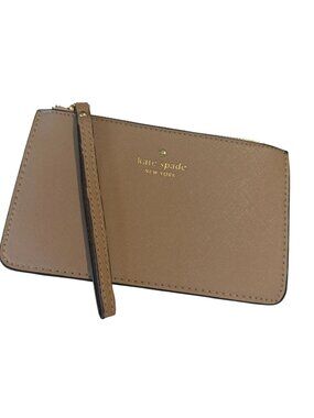 Kate Spade Lucy Tan Leather Top Zip Wristlet